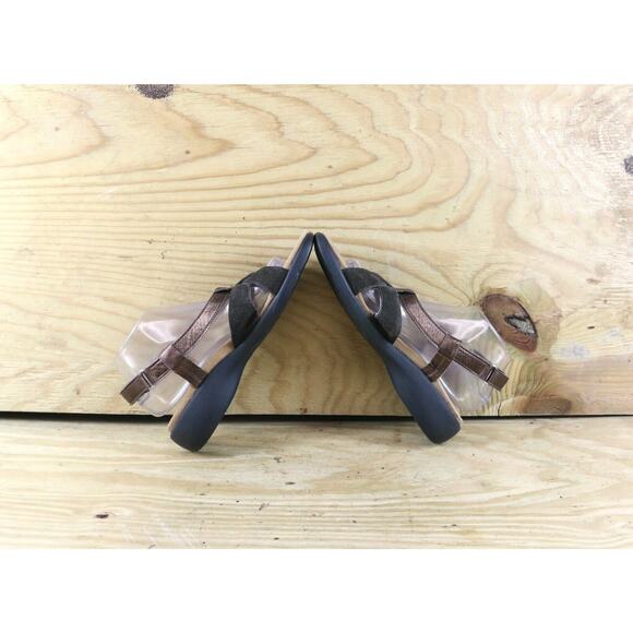 Haflinger Sandals Womens 10 Black Suede Metallic 41 Slingback Wedge Open Toe - Picture 5 of 9